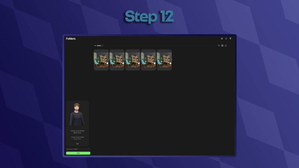 Text Reading 'Step 12'
The mod folder page on Mod Manager